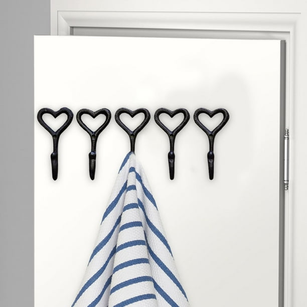 Decorative Wall Hooks, 5 Pieces Coat Hooks Cast Iron Heart Shape Home  Decor, Garage Hanging Scarf Hat Purse Robes Hook 