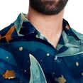 thumbnail image 5 of Starry Shark Men's Hawaiian Button Down Short Sleeve Casual Printed Summer Beach Unisex Shirt, 5 of 6