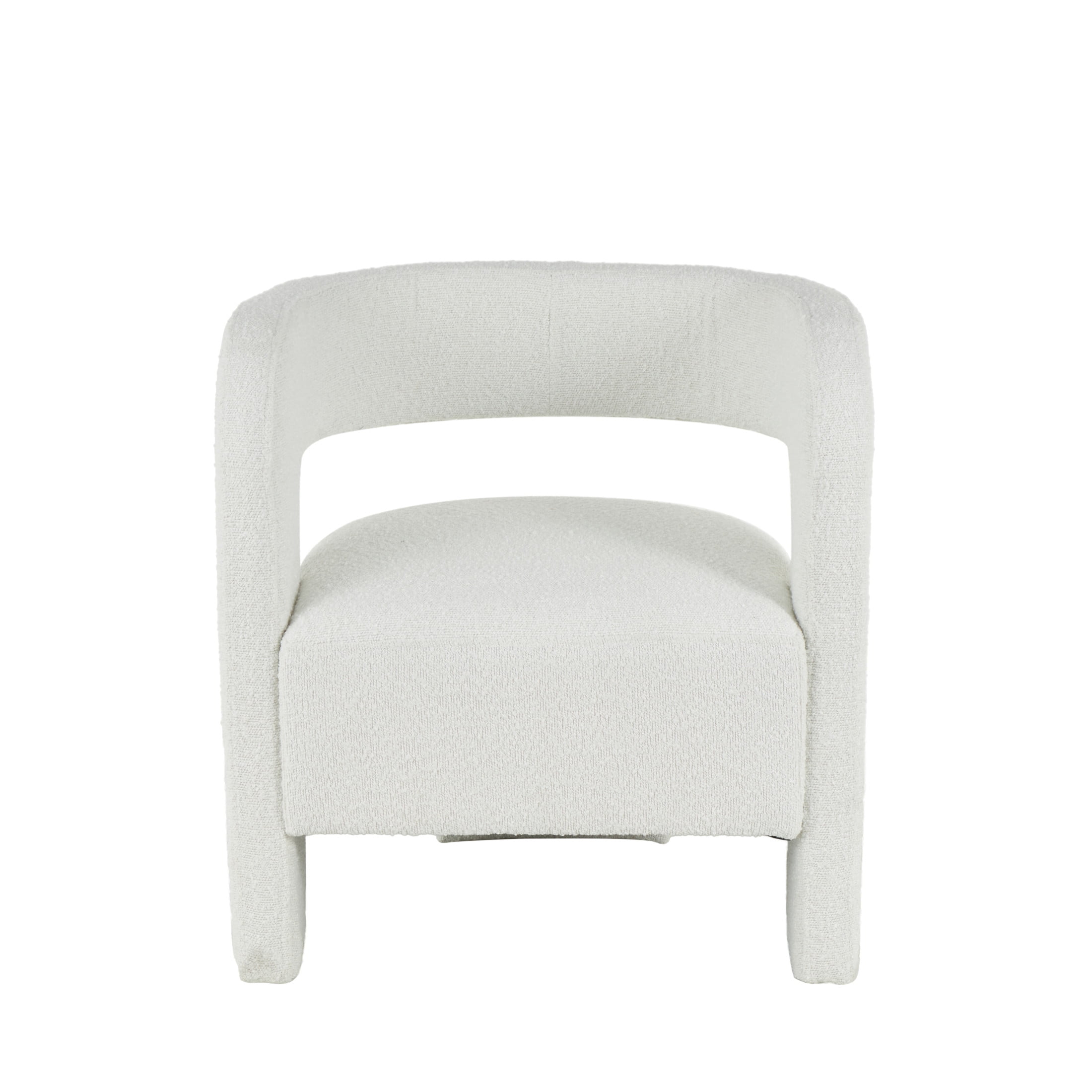 DecMode Polyester Curved Back Mid Century Modern Round Boucle Lounge Chair, White