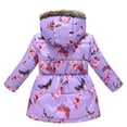 thumbnail image 3 of Little Big Boys Girls Hooded Down Jacket Kids Thicken Warm Winter Coat Outerwear Purple 8 Years, 3 of 5