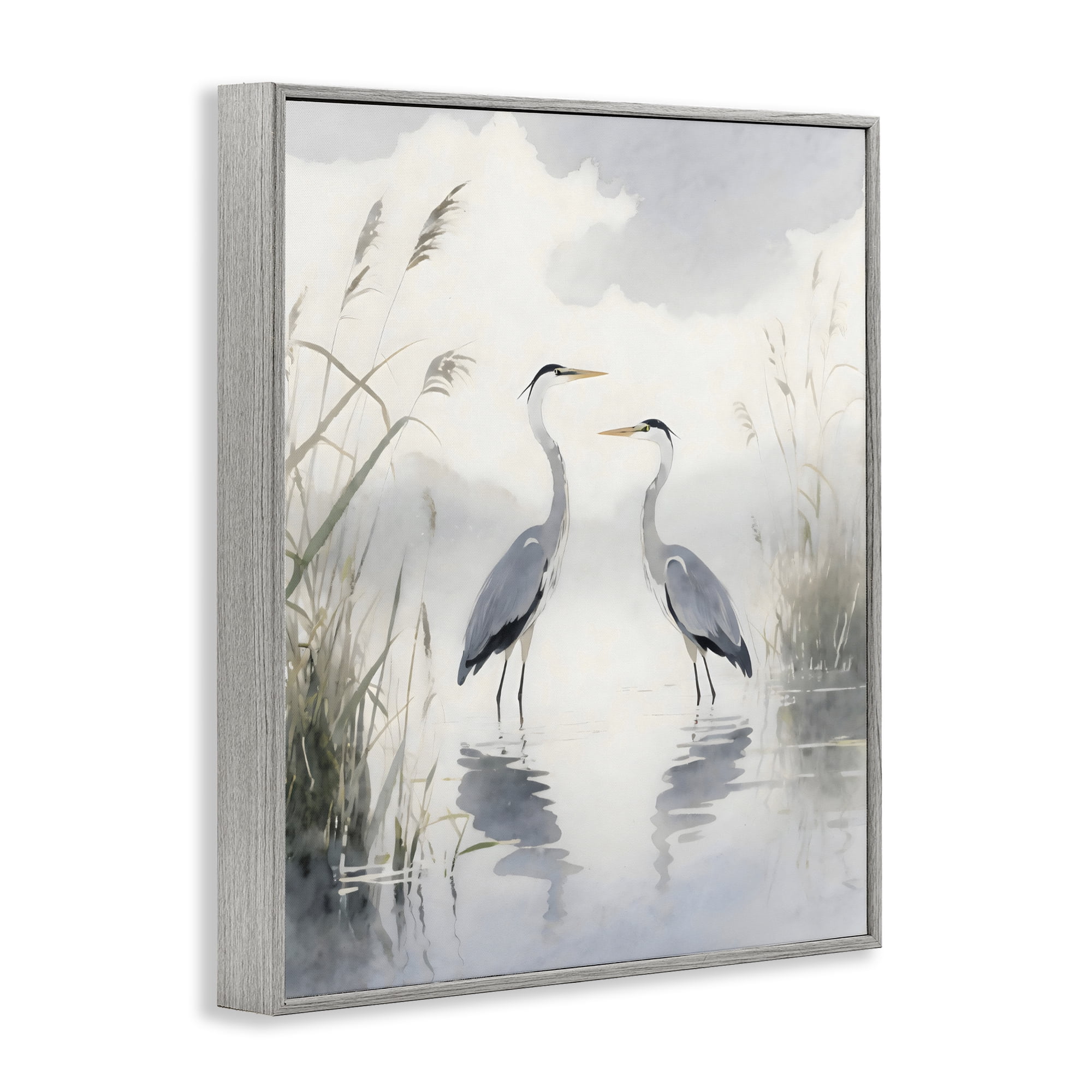 Stupell Industries Serene Wetlands Heron Reflections Gray Framed Giclee Art, design by Creative Studio