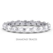 Diamond Traces UD-EWB102-1714 18K White Gold Bar Setting 0.96 Carat Total Natural Diamonds Classic Eternity Ring