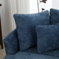 thumbnail image 4 of Tynzuro 59'' Oversized Round Barrel Accent Chair with 5 Pillows,Lounge Chair with Caster Wheels, Knitted Chenille, Blue, 4 of 12