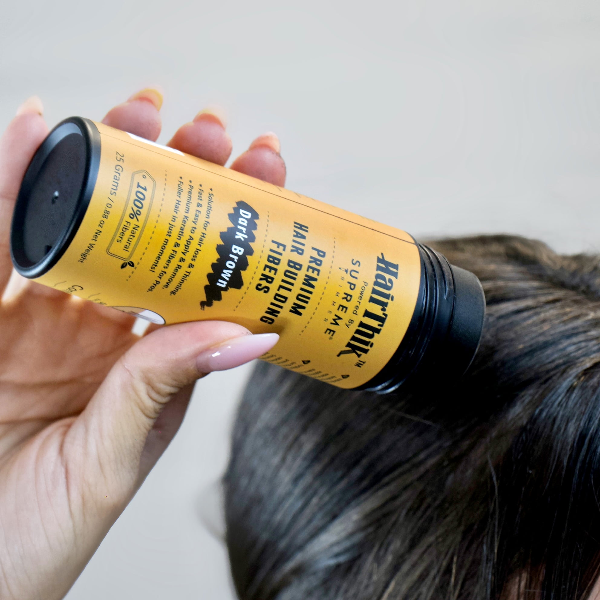 HairThik Hair Building Fibers - Instantly Fill in Fine or Thinning Hair for Thicker, Fuller-Looking Hair for Men & Women – Hair Thinning & Balding solution | DARK BROWN, 25 Grams - HFR/25DB