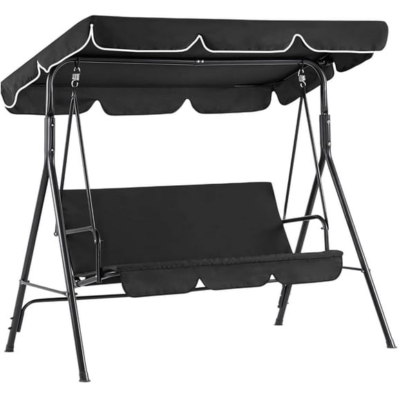 Outdoor Patio Swing Chair Canopy Replacement 3 Seater Porch Swing Seat Canopy Top Cover 210D Oxford Cloth Waterproof UV Protection for Garden Hammock Top Furniture Covers Black 77 x 49in