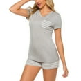 thumbnail image 1 of Zuiguangbao Summer 2020 Sleepewear Striped V-neck Short Sleeve Shorts Two-piece, 1 of 6