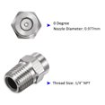 thumbnail image 4 of Uxcell 4 Paquete de Consejos de Limpieza de Superficie - Boquillas de Lavadora a Presión Masculinas de 0 Grados 1/4" NPT, Acero Inoxidable con Cinta de Sellado (Orificio de 0.977 mm), 4 of 7