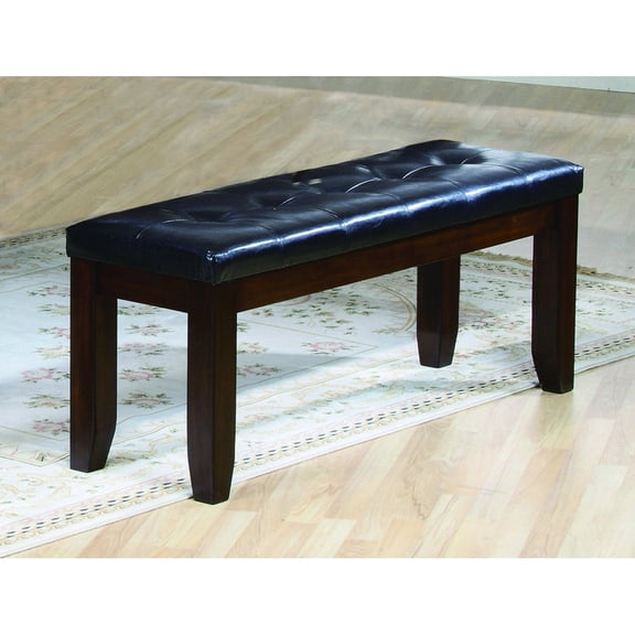 Hassch Upholstered Bench Dining Bench with Wooden Legs, 48"L x 16.5"W x 20"H, Brown