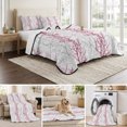 thumbnail image 6 of King Quilt Set 96''x106'', Red Grey Branch Lightweight Summer Bedspread Coverlet Set with 2 Pillow Shams, Spring Summer Pastoral Botanical Breathable All Season Quilt Bedding for Bedroom/Guest Room, 6 of 9