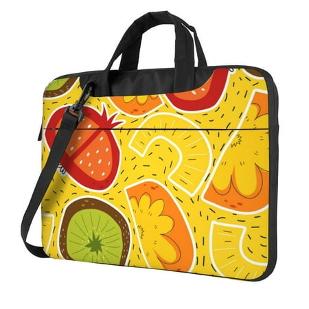 PUREYAH Laptop Case Bag with Compartments for Women Cartoon Kiwi Pomegranate Oranges Lightweight Computer Tote Bag for Men Travel Work 13 inch