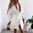 thumbnail image 2 of Mrat Skirt High Slit Skirt Ladies Summer Fashion Solid Color Ninth Sleeved Loose V Neck Short Skirt Dress Female Basic Short Skirt, 2 of 7