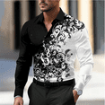 thumbnail image 5 of Camisa formal informal de negocios con diseño floral para hombre, camisa con botones para fiesta, uso diario, primavera y verano, solapa, manga larga, 11 colores, tela suave, 5 of 5