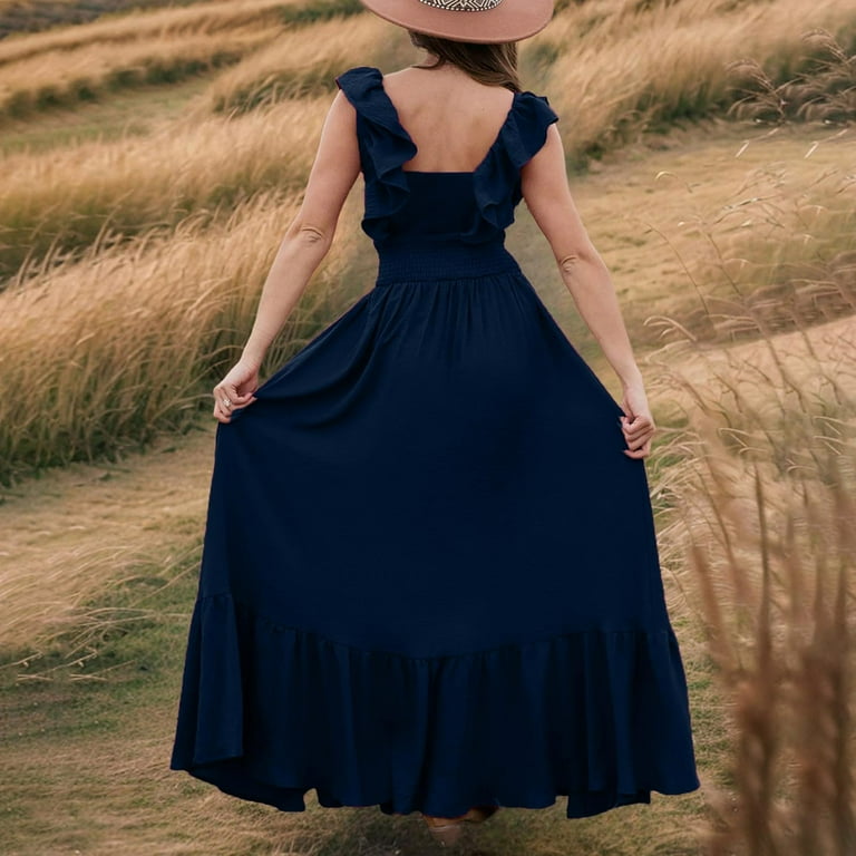 blue and red floral dress Audrey Midi Dress main image 0