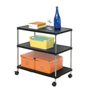 Adjustable 3-Tier Shelf Rack with Plastic Shelves, Metal Legs, and Rolling Wheels - Easy Assembly