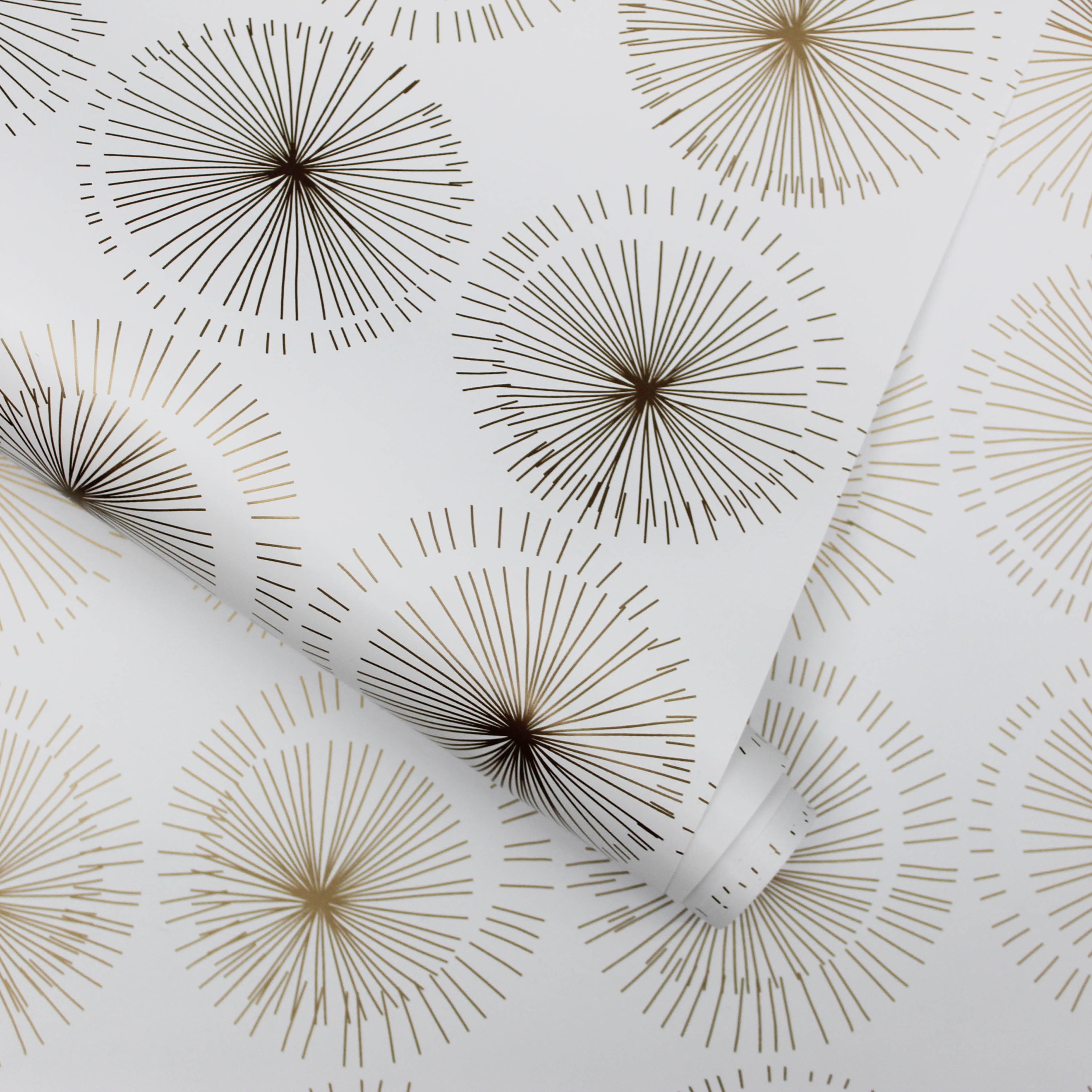 Tempaper Goodbye Moon White & Metallic Gold Peel and Stick Wallpaper, 20.5" x 16.5'