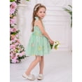 thumbnail image 4 of IBTOM CASTLE Toddler Baby Girls Boho Rainbow Tutu Floral Sequin Sleeveless Backless Ruffle Tulle Dress Princess Birthday Party Sundress 6-12 Months Green Floral, 4 of 8