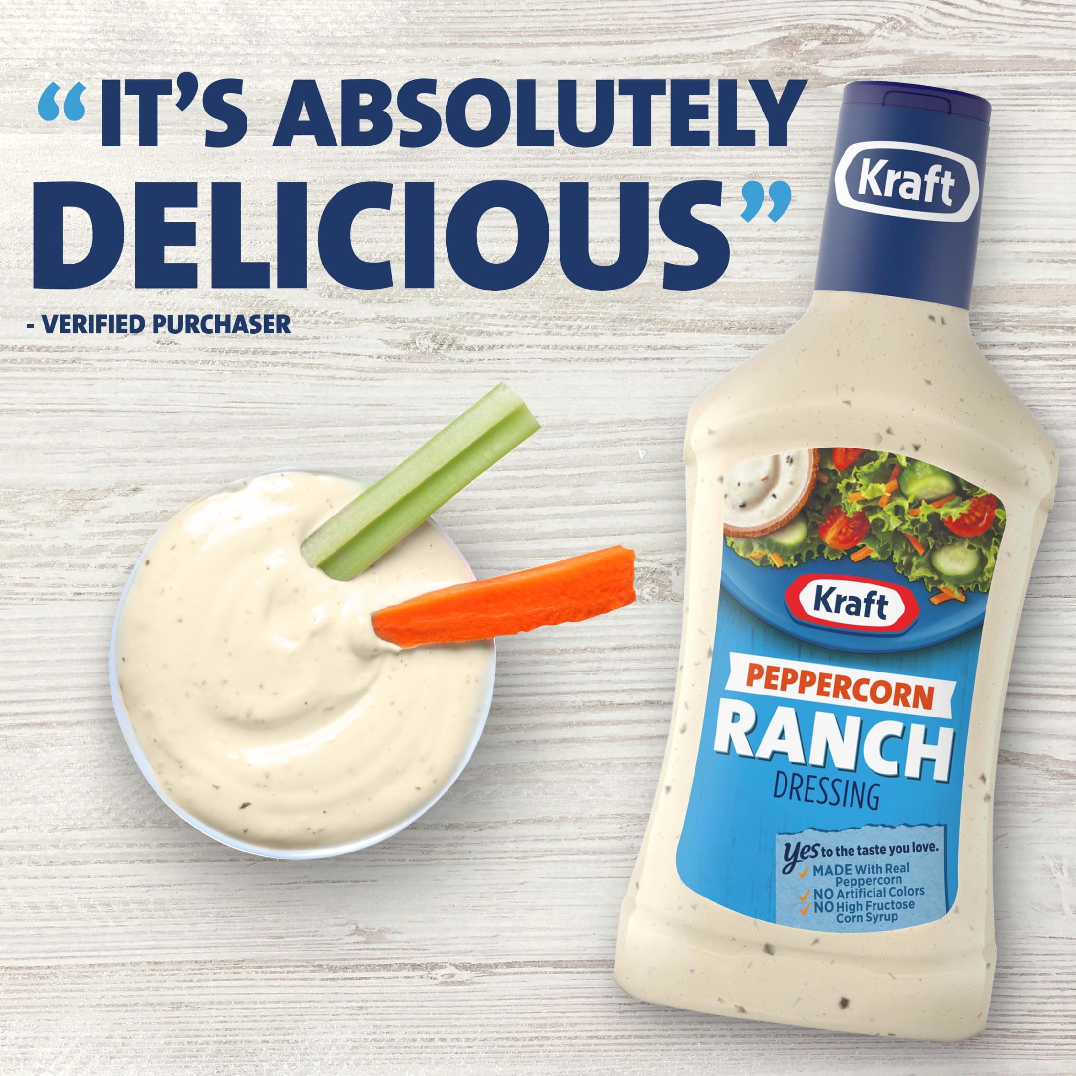 Kraft Peppercorn Ranch Salad Dressing, 16 fl oz Bottle