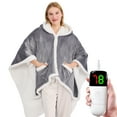 thumbnail image 5 of PMONPA Wearable Heated Throw Blanket for Adult, Electric Heated Wrap Poncho Shawl with Pockets, 6 Heating Levels & 2 to 10 Hours Time Settings, 51" x 61", Light Gray, 5 of 8