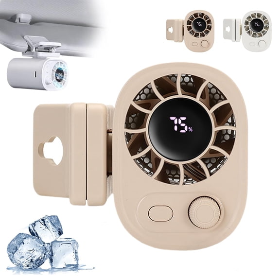 GMOX Portable Clip-On Fan, 100-Speed Stepless Mini Wearable Fan with LED Display, 1800mAh Rechargeable Desk Fan for Outdoor Travel