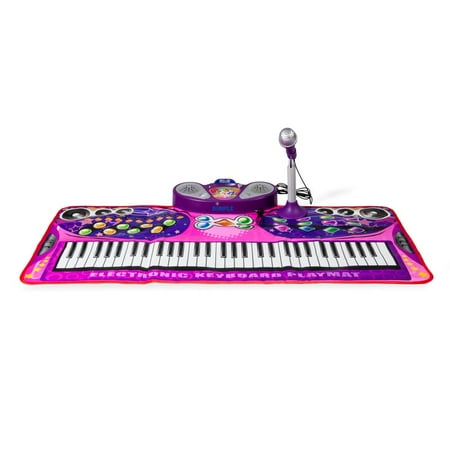 Dimple Piano Playmat for Kids; Touch Sensitive Musical Instrument Toy; 16 Instrument Sounds 10 Rhythms 61 Keys; Lightweight Portable; Includes Microphone