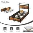 thumbnail image 5 of Zimtown Twin Bed Frame with 2-Tier Storage Headboard, Metal Platform Bed Frame with 4 Storage Drawers, Built in Charging Station & LED, Vintage Brown, 5 of 10