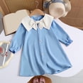 thumbnail image 5 of CPNG Girls Summer Dresses Ruffle Sleeve A-Lined Dress Bow Peter Pan Collar Long Sleeve Sleeveless Button Decor Dress, 5 of 9