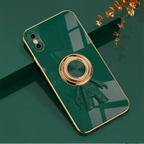 Nalacover Slim Case for iPhone XR 6.1 inch,Cute Cartoon 6D Plating Astronaut Hidden Magnetic Ring Kickstand Soft TPU Shockproof Corner Protection Drop Proof Edge Bumper Cover.Darkgreen
