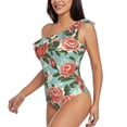 thumbnail image 3 of Picia Rose Flowers Pattern Women's One Piece Swimsuits,One Shoulder Swimwear Asymmetric ,Ruffle Monokinis Bathing Suits,High Waisted Flattering Bathing Suits-, 3 of 8