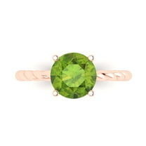 2 ctw Solitaire Anniversary Ring for Women | Round Cut Natural Peridot | Hyperallergenic Solid 18K Rose Gold