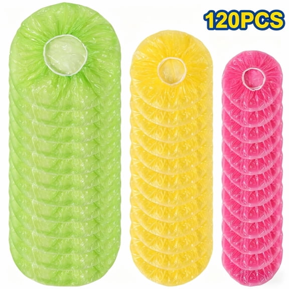 120Pcs Bowl Covers Reusable, Plastic Bowl Covers 3 Size, Elastic Fresh Keeping Bags Food Plastic Wrap Elastic Bowl Covers for Family Outside Picnic Leftovers Baking Bread