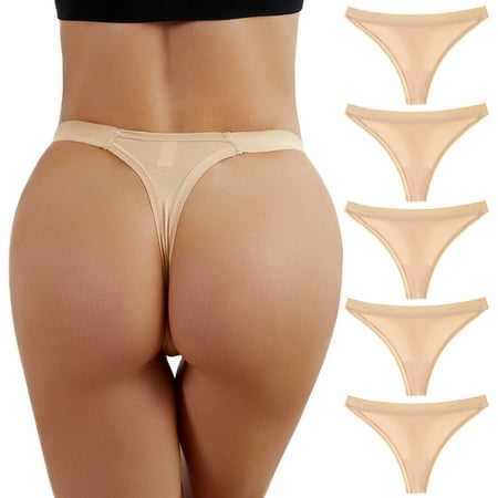 

Seamless Underwear for Women Under Patchwork Color Solid Briefs Knickers Christmas Gift 5 Pieces Hipster Panties for Women Beige S