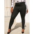 thumbnail image 3 of Contraste el lado del ojal más talla pantalones flacos Rosegal Pantalones de talla grande, 3 of 5