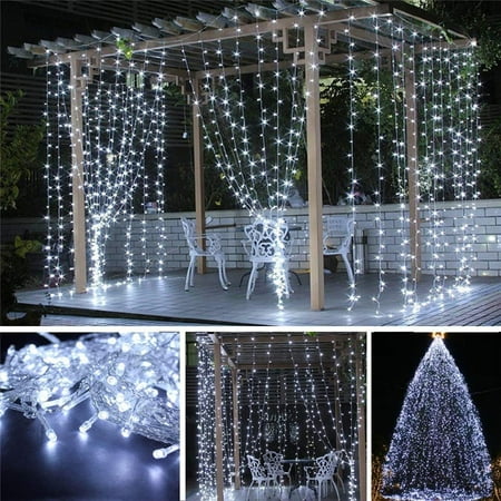 110V 9.8ft x 9.8ft 300LED Curtain Light Fairy String Lights Indoor Decoration Hanging Wall Lights For Bedroom Living Room Garden Party Wedding Christmas Xmas Decor 5