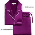 thumbnail image 4 of Womens Silk Satin Pajamas Set Sleepwear Loungewear,Purple, 4 of 5