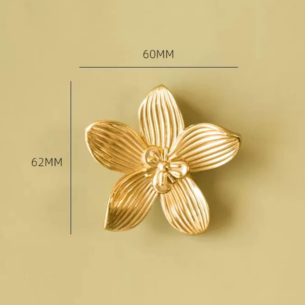 ABCISI Flower Cabinet Knobs, Brushed Gold, 8 Pack, Zinc Alloy Decorative Hardware, Decorative Handles for Furniture, Vanity, Kitchen, Closet, Bathroom, Unique Antique Pull