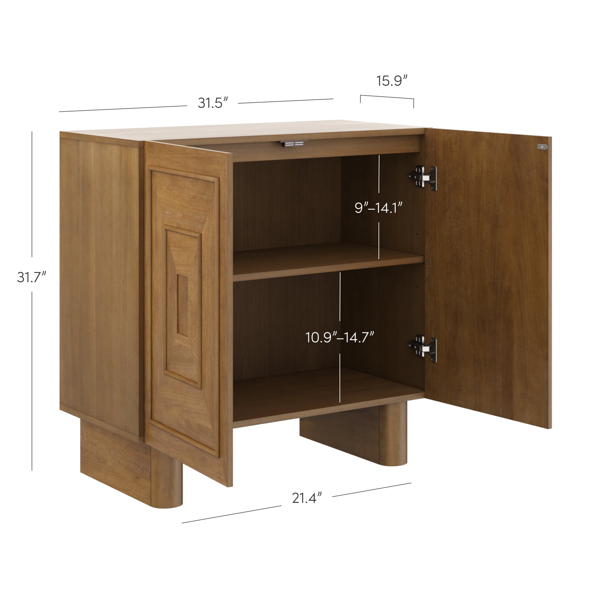 Nathan James Austin Mid Century Modern Kitchen Cabinet, Solid Wood Bar Cabinet or Dining Room Buffet with Geometric Door Accent, Light Brown