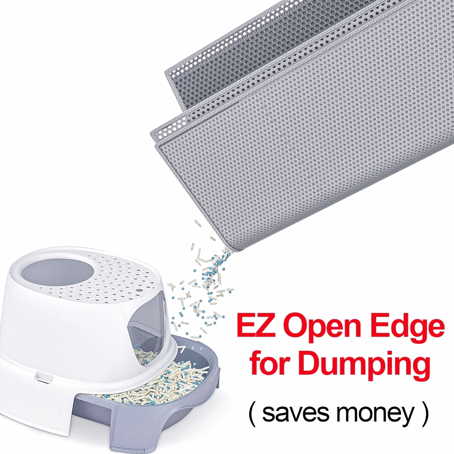 Premium Grey Cat Litter Box Mat 36"x30" Easy-Clean Waterproof Trapping Pad