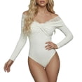 thumbnail image 1 of Lixiuxyad ’s Lace Panel One Shoulder Front Bodysuit – & Party Ready,White, 1 of 5