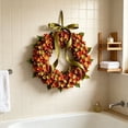 thumbnail image 6 of Bcylexb Artificial Fall Hydrangea Wreath, 13.8" Flower Wreaths with Olive Green Ribbon Autumn Floral Front Door Wreath for Farmhouse Home Window Decor, 6 of 9