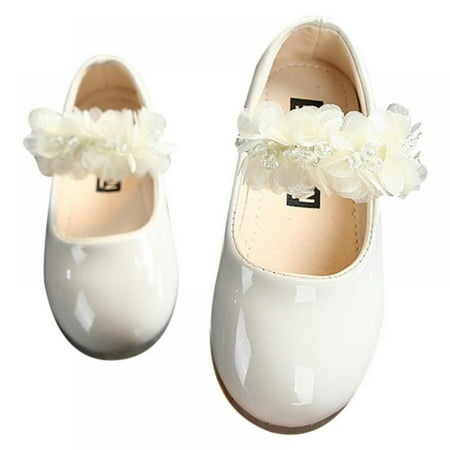 

Girls Flower Single Princess Flat Shoes Leather Sandals