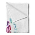 thumbnail image 2 of Live Laugh Love Soft Flannel Fleece Throw Blanket, Hand Lettering Words with Leaf Frame Illustration, Cozy Plush for Indoor and Outdoor Use, 50" x 70", Violet Red Violet Blue, by Ambesonne, 2 of 5
