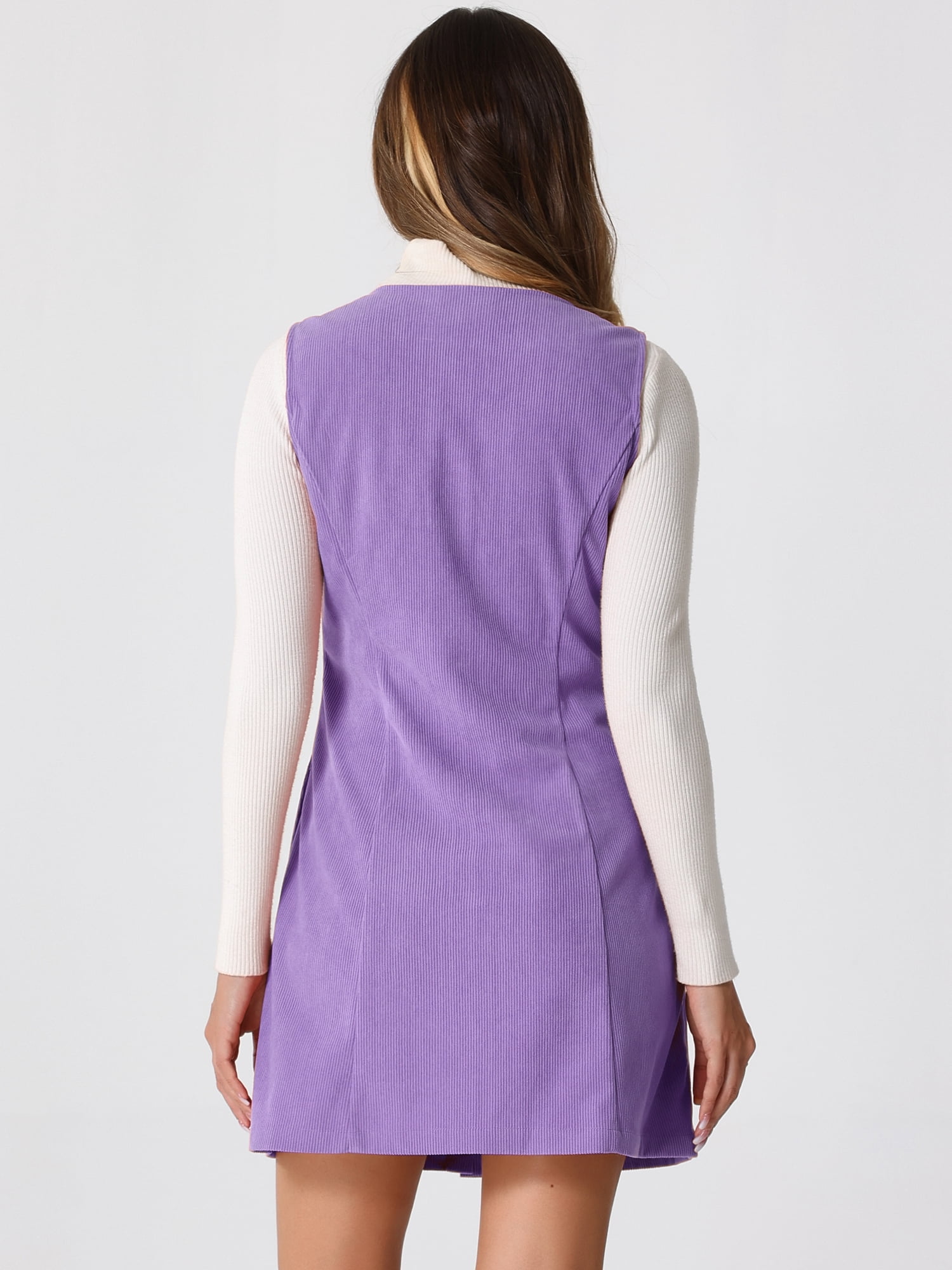 DARING DIVA Women's Stylish Corduroy Overall Scoop Neck Sleeveless Dress XL Light Purple
