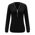 thumbnail image 4 of Lightweight Knit Sweaters Women, Women's Long Sleeve Tops V Neck Half Zipper Sweaters Tunic Shirts Casual Striped Knitted Sweatshirts Tshirt Pullover Sweater for Womens Daliywear Workwear, 4 of 7