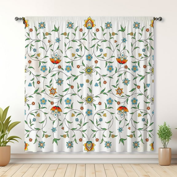 Modern Simple Style Curtains, Flower Curtains, Bedroom Blackout Curtains, Suitable For Living Room And Bedroom Decoration(Rod pocket)