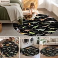 thumbnail image 5 of Large Round Rug 8Ft Washable Non-Slip, Black Dinosaur Circle Area Rugs for Living Room Bedroom, Vintage Letters Farm Animals Indoor Floor Mats Carpet Runner for Home Decor, 5 of 8