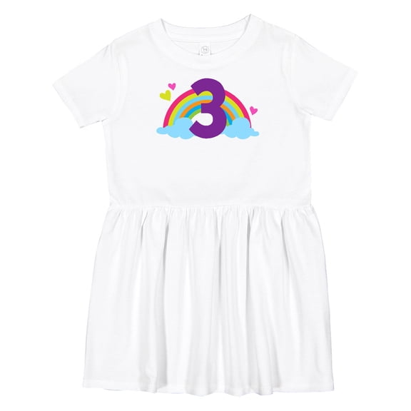 Inktastic 3rd Birthday Rainbow Number 3 Girls Toddler Dress