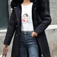 thumbnail image 4 of Women's Mid-length Waist-fitted Thick Warm Coat with Large Fur Collar Jacket Parka, 4 of 6