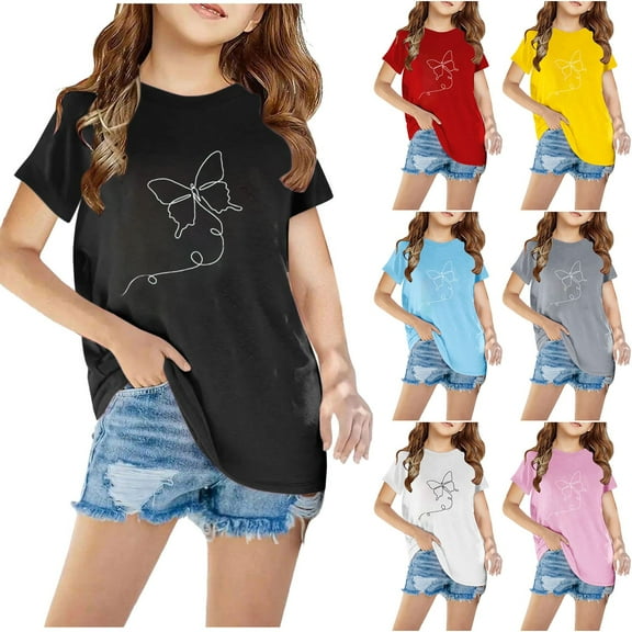 Zwiiyzr Unisex Print Short Sleeve Tee for Kids (3-12Y) - Trendy Summer Top with Colorful Design - Comfortable and Breathable Sky Blue