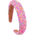 thumbnail image 1 of Diadema rosa brillante, bandas para el cabello Pinkk, diadema acolchada gruesa, diademas brillantes Glitterr, bandas para el cabello vintage con aro para la cabeza para niñas, lindas diademas de colo, 1 of 5