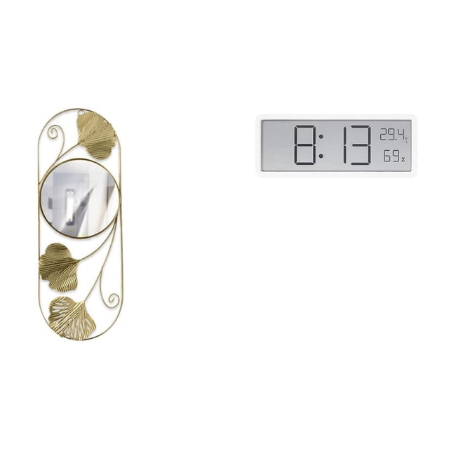 Espejo de pared,Espejo decorativo nórdico para colgar en la pared,Reloj de pared digital,Reloj de pared digital multifuncional para oficina,Reloj de escritorio de pantalla grande y sencillo